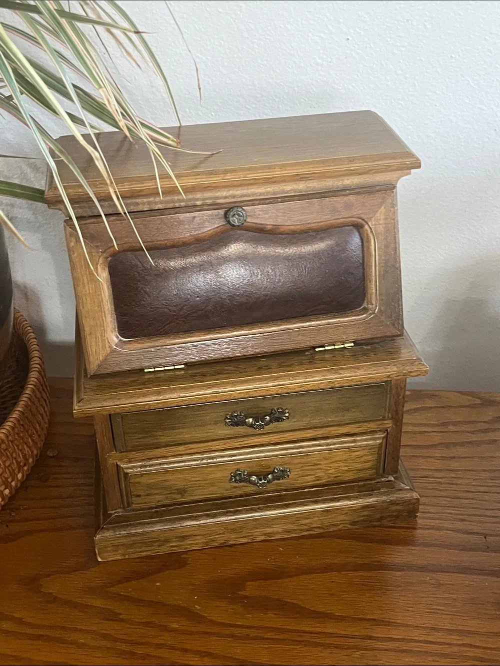 Vintage wooden secretary, desk, jewelry box